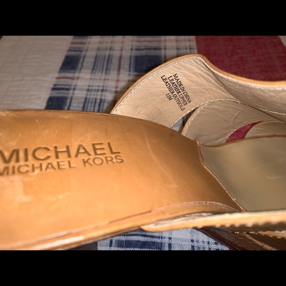 Michael Kors Tan Leather Sandals Size 11 Medium - Picture 6 of 8
